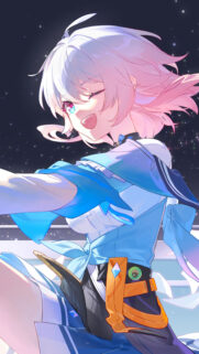 March 7th Vibrant Anime Style Honkai Star Rail Mobile Wallpaper
