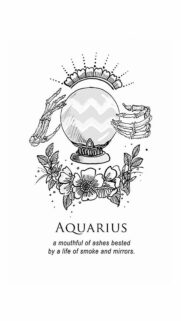 Aquarius Zodiac Aesthetic with Esoteric Skeleton Hands Art Wallpaper