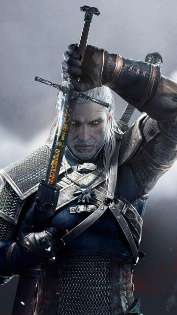 Geralt of Rivia The Witcher Sword Mobile Wallpaper