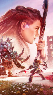 Aloy Facing Tremortusk Horizon Forbidden West Mobile Wallpaper