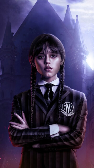Wednesday Addams Nevermore Academy Dark Portrait Mobile Wallpaper