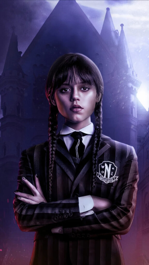 Wednesday Addams Nevermore Academy Dark Portrait Mobile Wallpaper