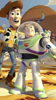 Woody and Buzz Lightyear Standing Together Mobile Wallpaper