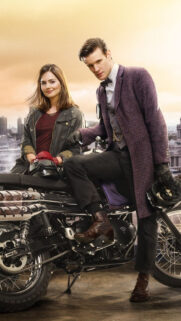 Eleventh Doctor and Clara Oswald Motorcycle Mobile Wallpaper