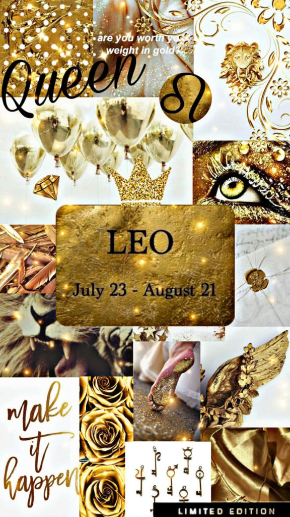 Golden Leo Zodiac Queen Aesthetic Astrology and Manifestation Wallpaper