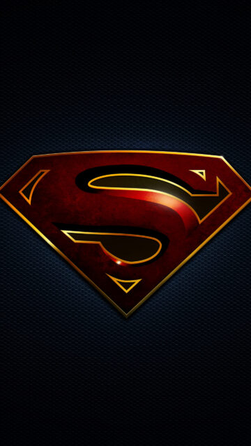 Minimalist Red and Gold Superman Logo Mobile Wallpaper