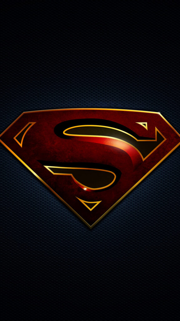 Minimalist Red and Gold Superman Logo Mobile Wallpaper
