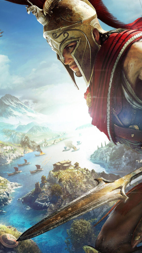 Assassin's Creed Odyssey Spartan Warrior 4K Mobile Wallpaper