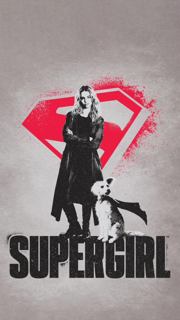 Supergirl and Krypto the Superdog Grungy Mobile Wallpaper