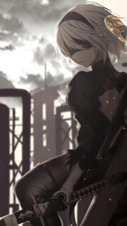 2B Nier Automata Melancholy Sunset Mobile Wallpaper