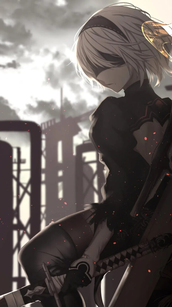 2B Nier Automata Melancholy Sunset Mobile Wallpaper
