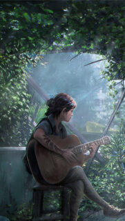 Ellie Williams Playing Guitar in Overgrown Greenhouse Mobile Wallpaper