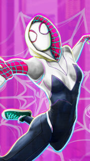 Spider-Gwen Dynamic Action Pose Aesthetic Mobile Wallpaper