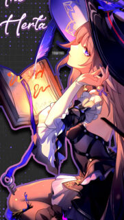 Anime Girl with Magical Book Herta Mobile Wallpaper