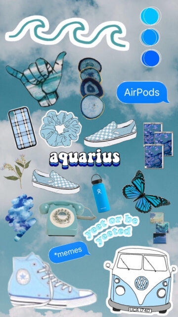 Aquarius Zodiac Aesthetic Collage: Air Sign Personality and Manifestation Wallpaper
