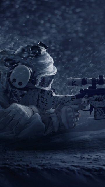 Tactical Winter Sniper Soldier Portrait Mobile Wallpaper