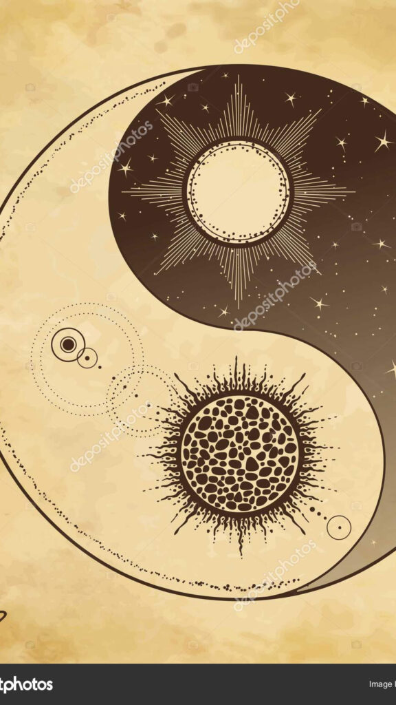 Celestial Yin Yang Lunar and Solar Balance Spiritual Energy Wallpaper