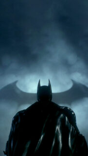 Batman Silhouetted Against Bat-Signal Mobile Wallpaper