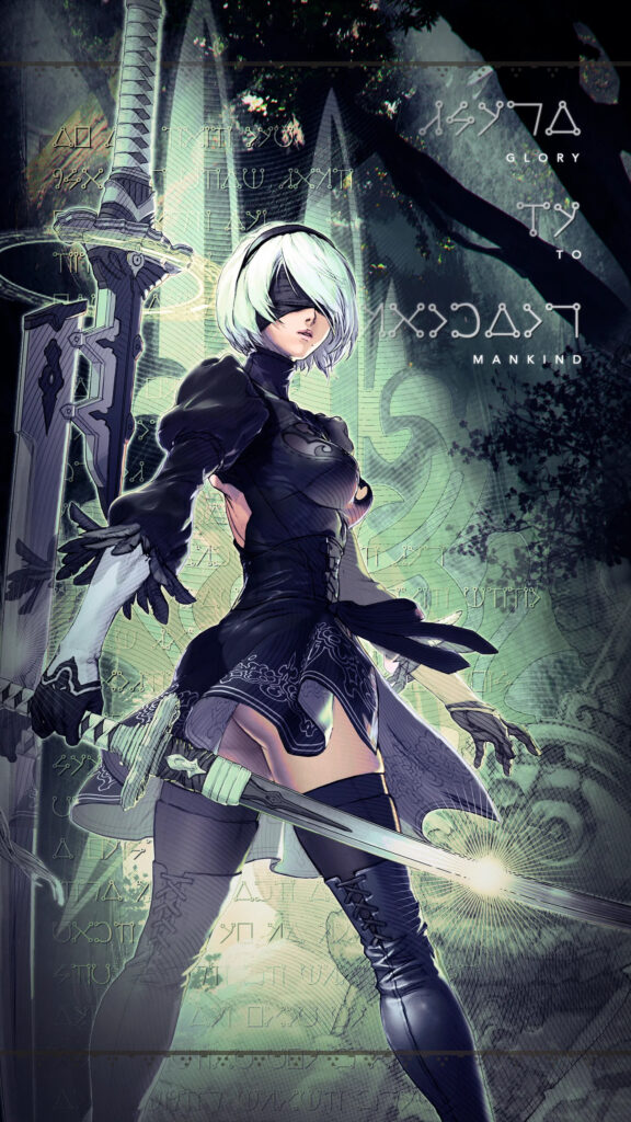 2B Nier Automata Combat Stance Mobile Wallpaper