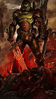 Doom Slayer Demon Hunter Artistic Mobile Wallpaper