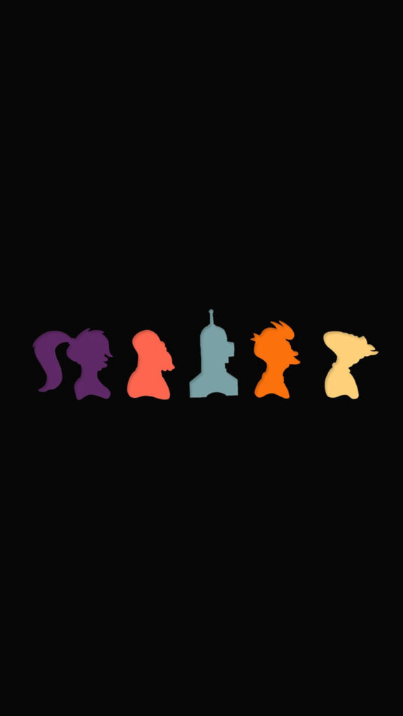 Minimalist Futurama Character Silhouettes Mobile Wallpaper