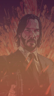 John Wick Illustrated Action Mobile Wallpaper