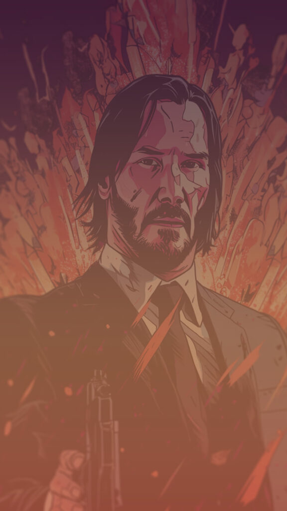 John Wick Illustrated Action Mobile Wallpaper