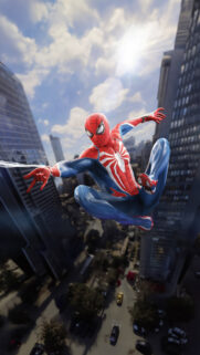 Spider-Man Swinging Through New York City Mobile Wallpaper
