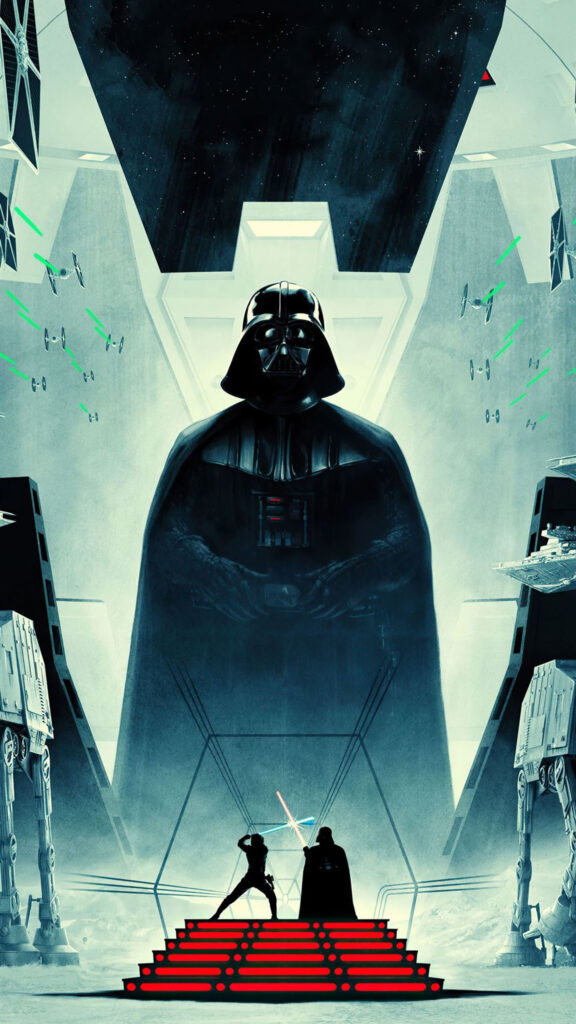 Star Wars Darth Vader and Luke Skywalker Duel Mobile Wallpaper