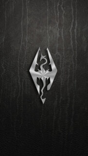 Skyrim Dragon Logo Silver Metallic Style Mobile Wallpaper