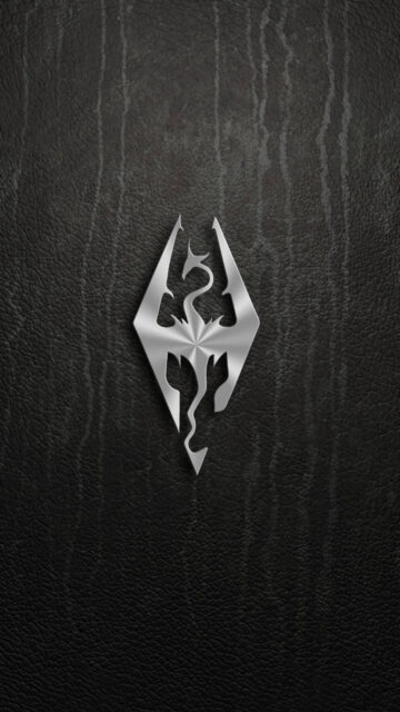 Skyrim Dragon Logo Silver Metallic Style Mobile Wallpaper