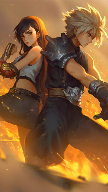 Cloud and Tifa Final Fantasy Action Mobile Wallpaper