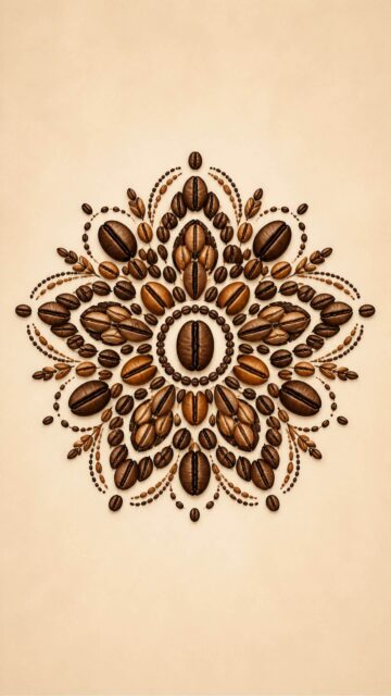 Sacred Coffee Bean Mandala Spiritual Energy Art Phone Wallpaper
