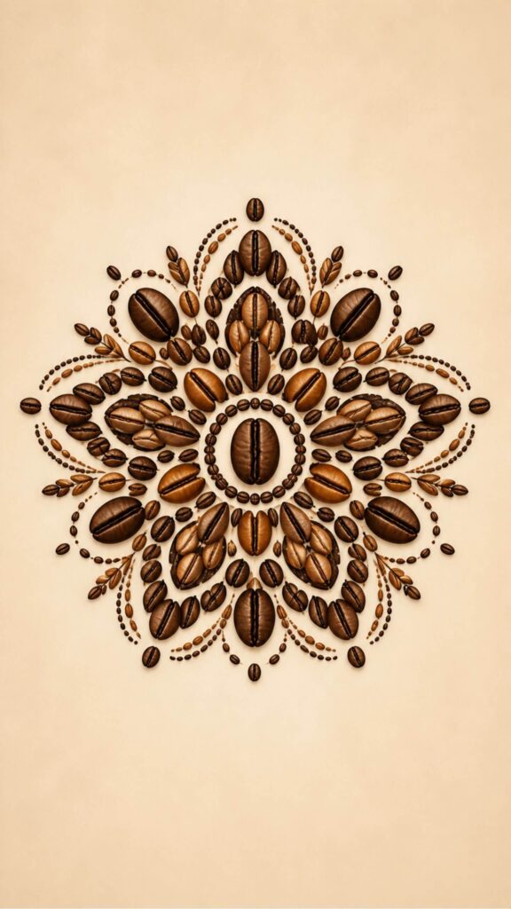 Sacred Coffee Bean Mandala Spiritual Energy Art Phone Wallpaper