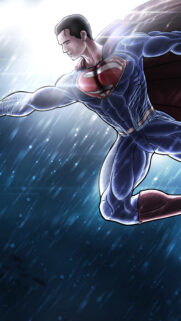 Superman Soaring Through Cosmic Energy Mobile Wallpaper