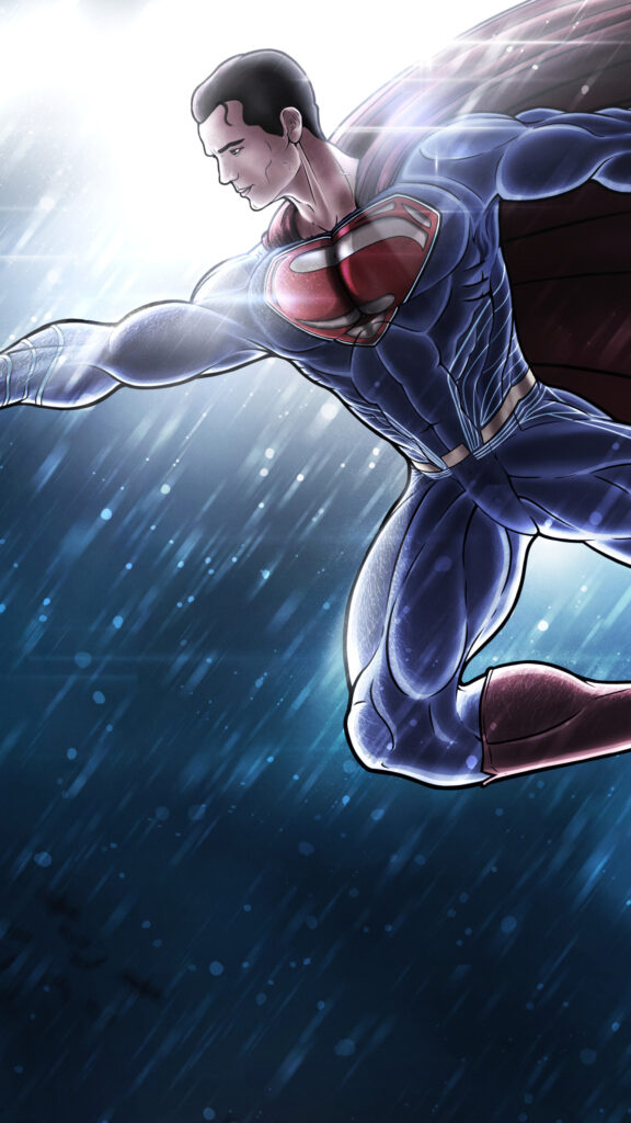 Superman Soaring Through Cosmic Energy Mobile Wallpaper