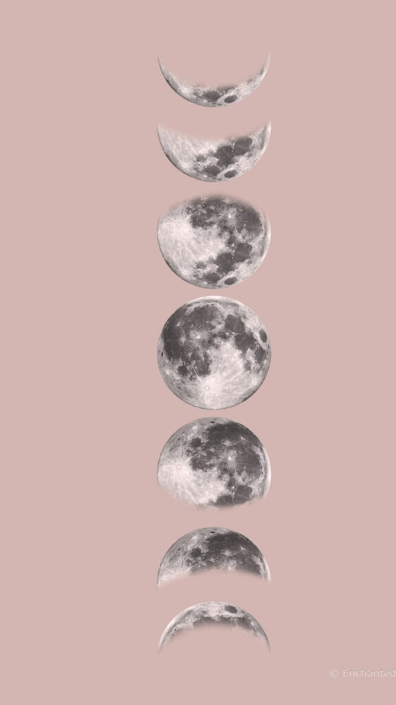 Minimalist Lunar Cycle Phases Spiritual Aesthetic Phone Wallpaper