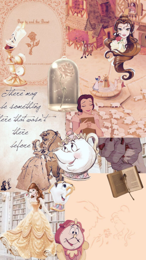Disney Beauty and the Beast Aesthetic Collage Mobile Wallpaper