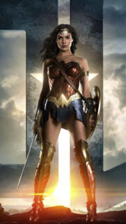Wonder Woman Standing Frontal Pose Cinematic Mobile Wallpaper