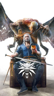 Geralt of Rivia on Throne The Witcher Mobile Wallpaper