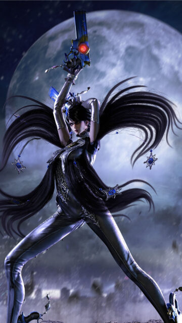 Bayonetta Dynamic Moonlit Stance Mobile Wallpaper