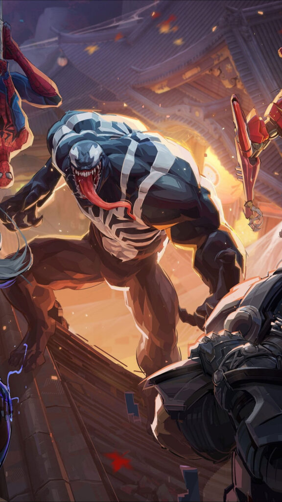 Venom and Spider-Man Battle Epic Cinematic Mobile Wallpaper