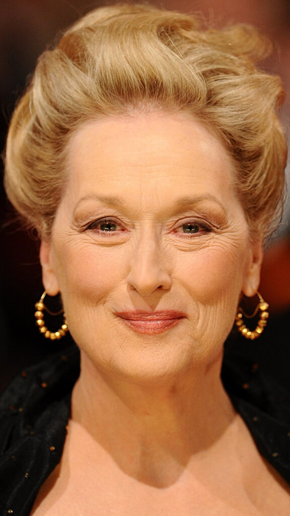 Elegant Close-up Portrait of Meryl Streep Mobile Wallpaper