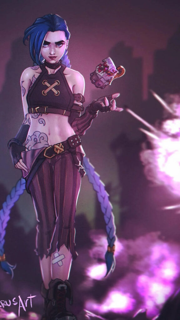 Jinx Arcane Explosive Chaos Mobile Wallpaper