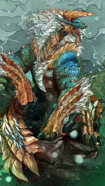 Fierce Zinogre Monster Hunter Fantasy Art Mobile Wallpaper