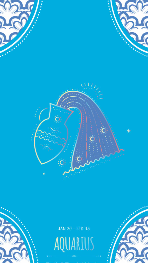 Aquarius Zodiac Sign Water Bearer Artistic Minimalist Spiritual Design Wallpaper