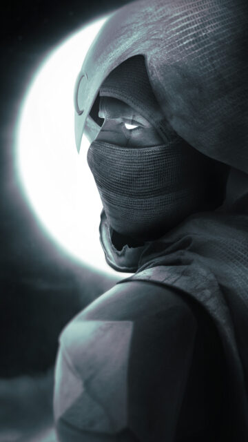 Moon Knight Glowing Eyes Silhouette 4K Mobile Wallpaper