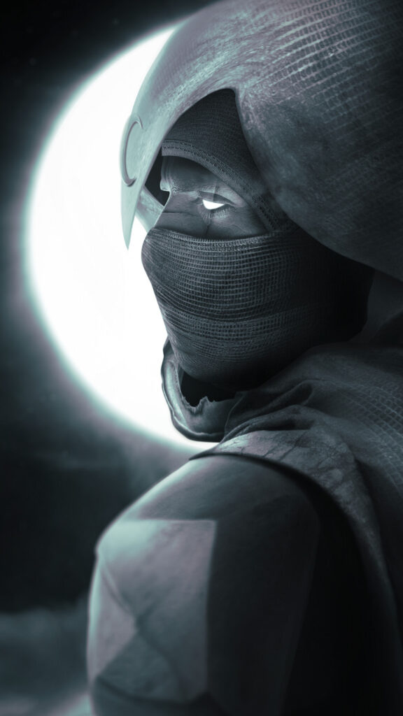 Moon Knight Glowing Eyes Silhouette 4K Mobile Wallpaper
