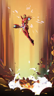 Iron Man Combat Dynamic Action Art Mobile Wallpaper