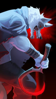 Ferocious White Wolf Warrior with Sickle 4K Mobile Wallpaper